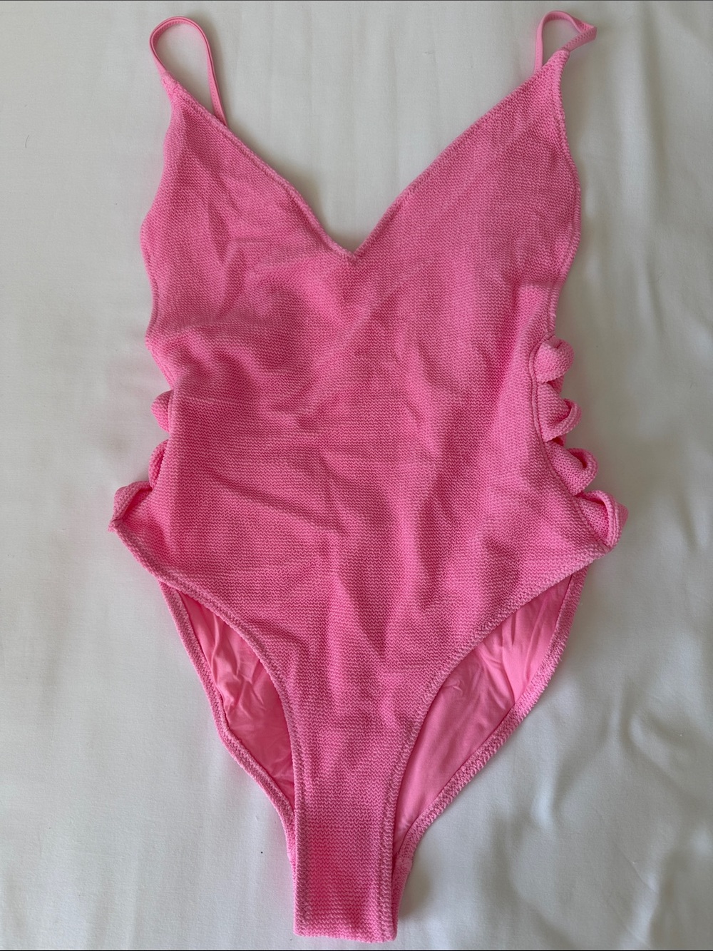Kids Pink One-Piece Swimsuit with Side Cutouts